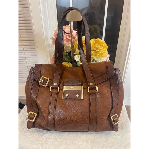 Prada Tessuto Leather Pushlock Tote bag ((pu220 - Picture 1 of 10
